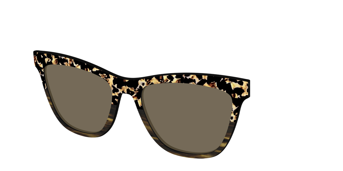 The Polarized Caramel Tortoise Horn Split Sun Top - Angle Top Image - Pair Eyewear