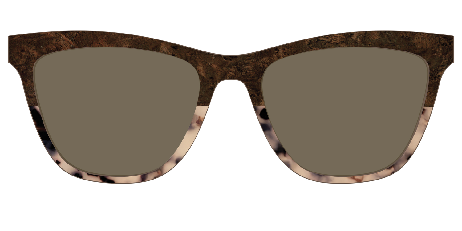 The Polarized Dark Oak Tortoise Split Sun Top - Front Top Image - Pair Eyewear