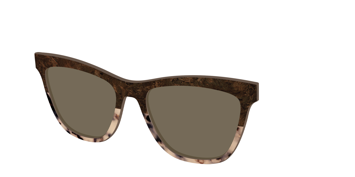The Polarized Dark Oak Tortoise Split Sun Top - Angle Top Image - Pair Eyewear