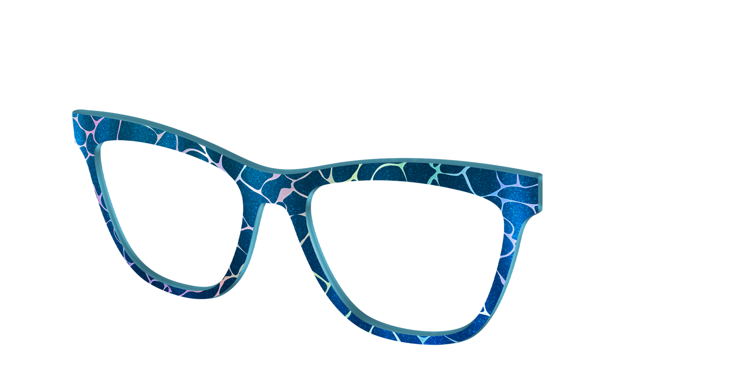 The Teal Shimmer Holographic Pool - Angle Top Image - Pair Eyewear