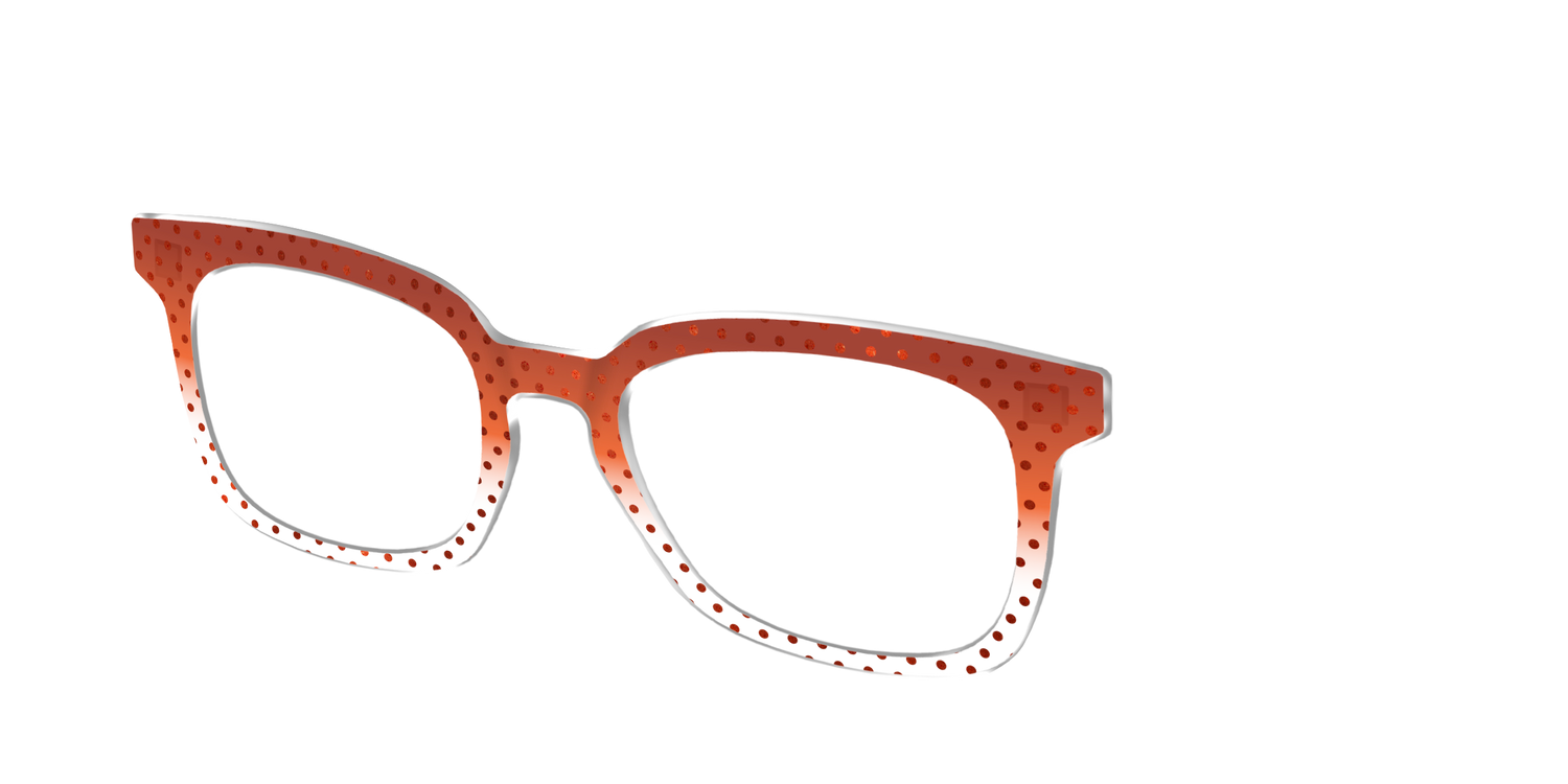 The Inferno Orange Gradient Crystal Polka Dots - Angle Top Image - Pair Eyewear