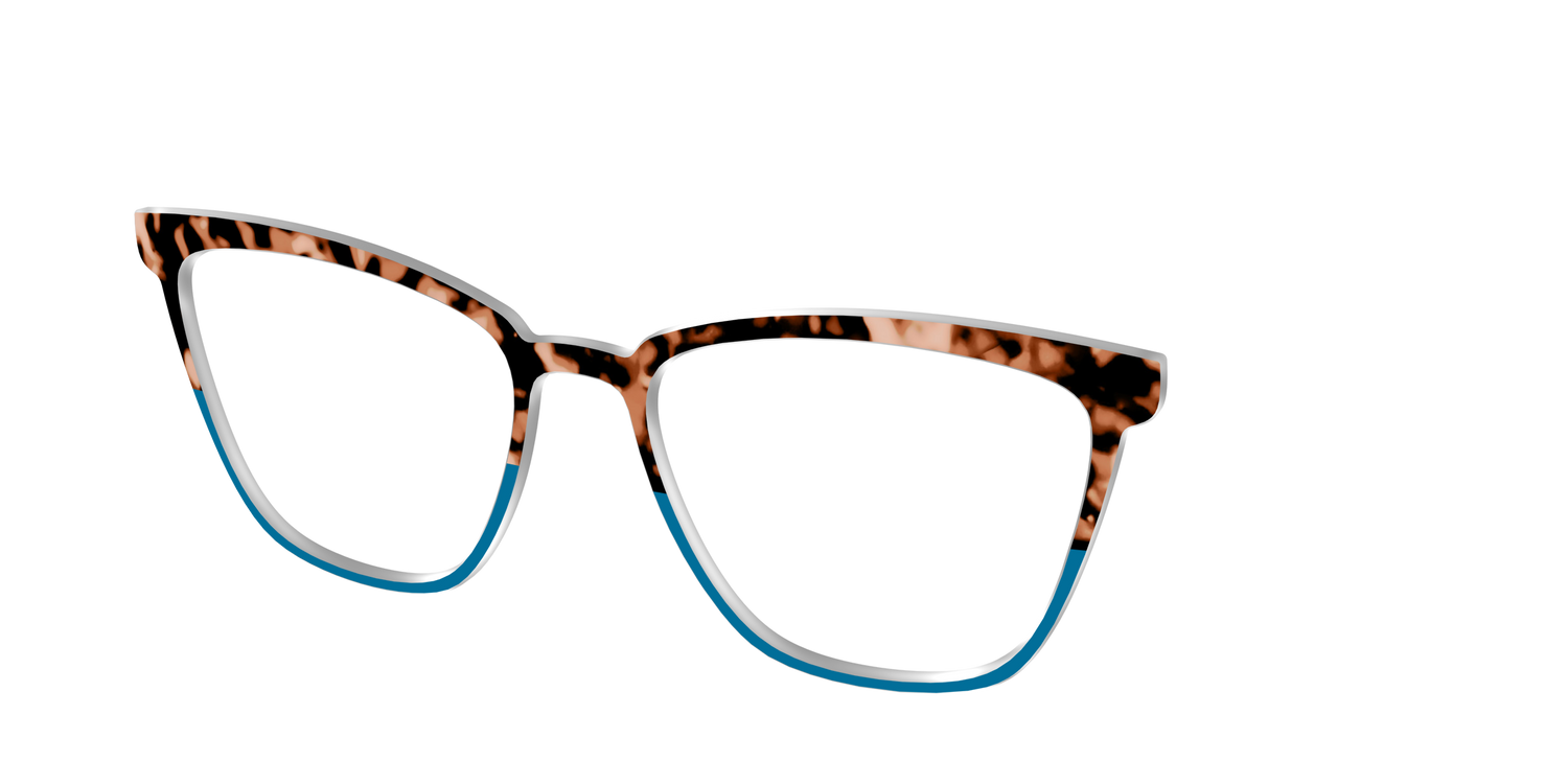 The Bondi Blue Tortoise Split - Angle Top Image - Pair Eyewear