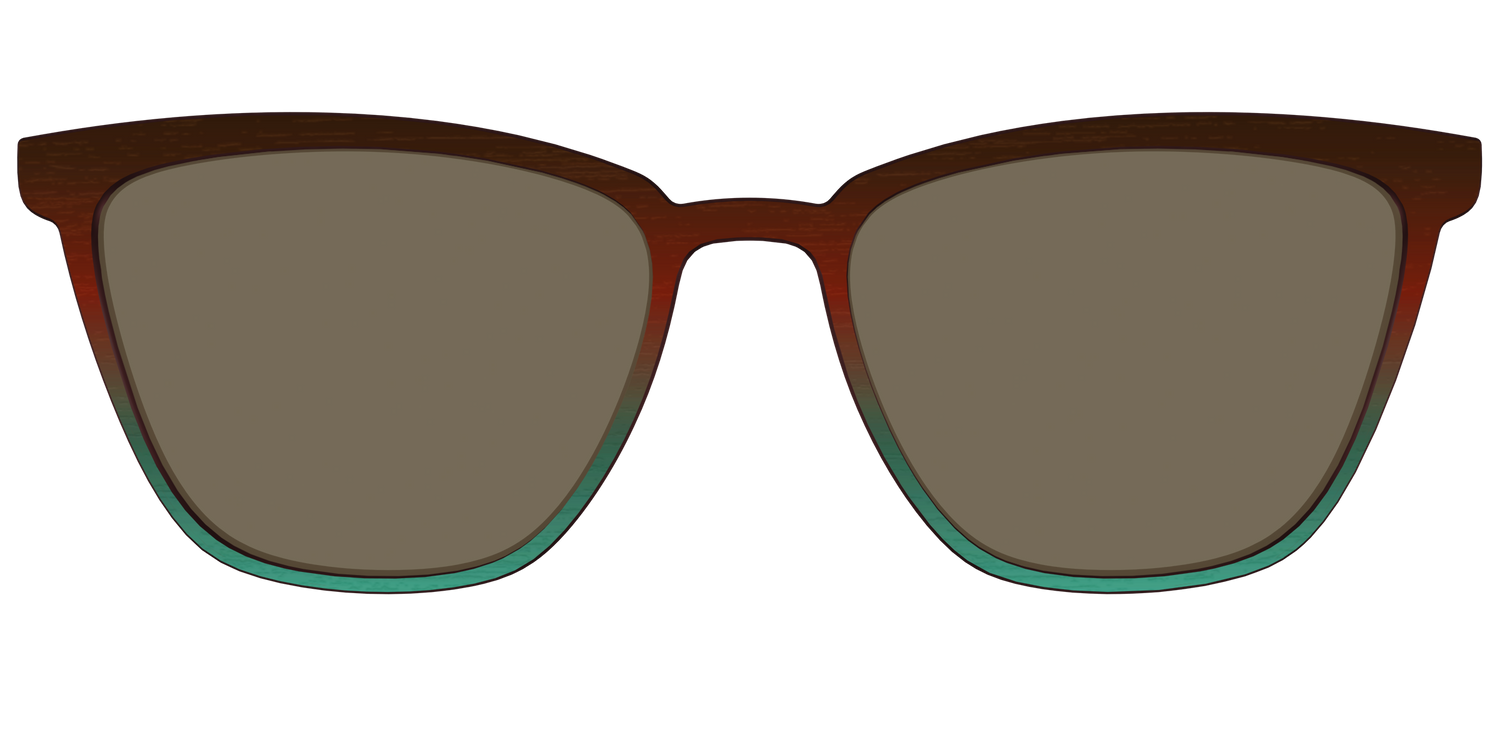 The Polarized Mahogany to Juniper Woodgrain Sun Top - Front Top Image - Pair Eyewear