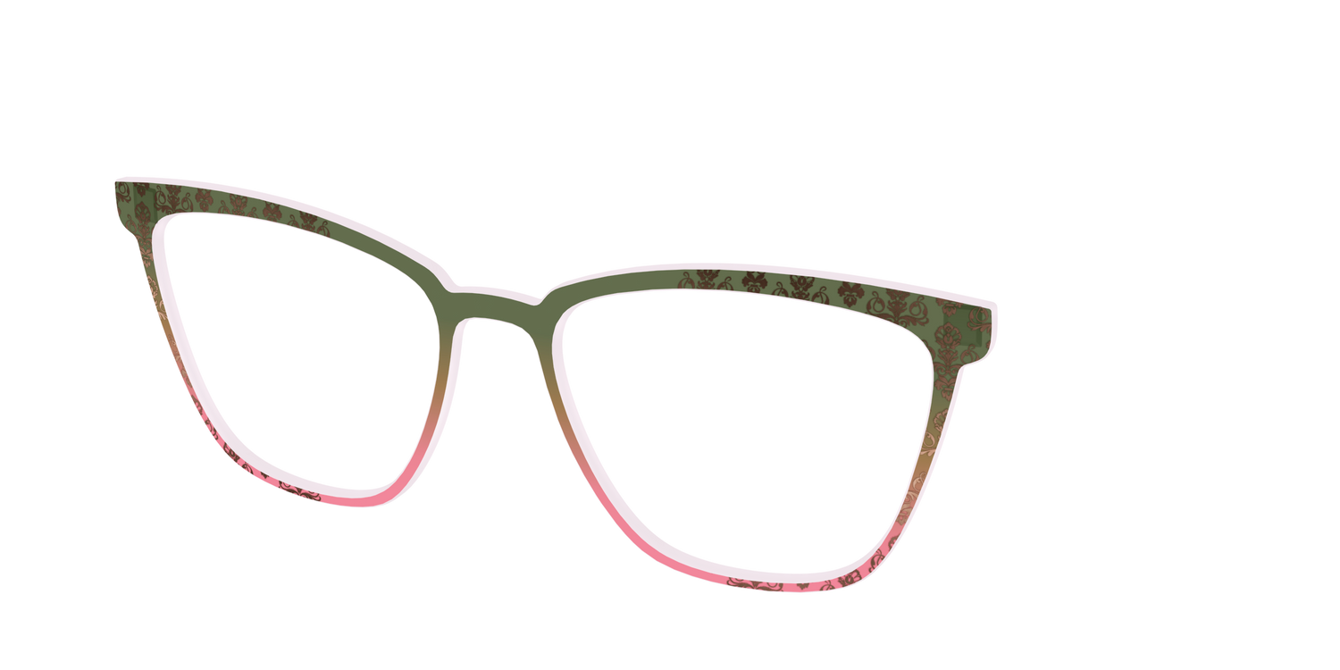 The Olive to Rose Trellis with Champagne Foil - Angle Top Image - Pair Eyewear