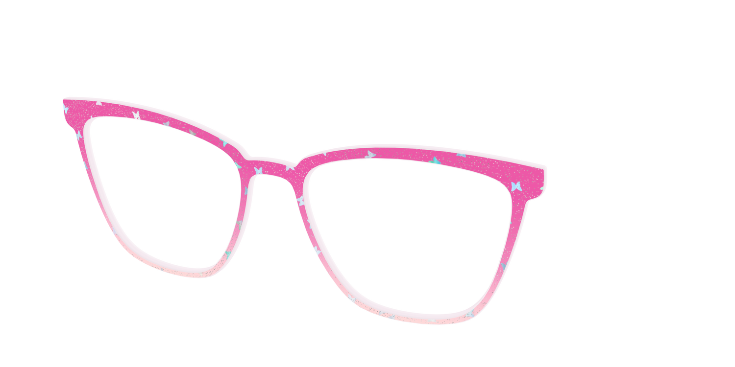 The Pink Butterfly Sparkle Crystal - Angle Top Image - Pair Eyewear