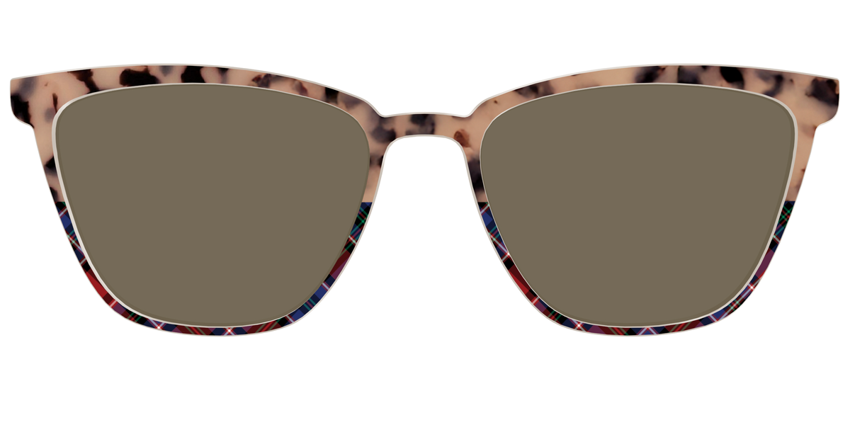 The Polarized Cookie Dough Tortoise & Plaid Split Sun Top - Front Top Image - Pair Eyewear