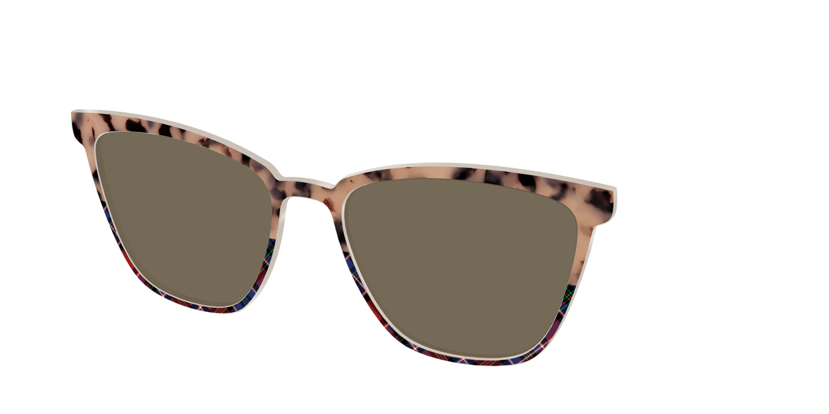 The Polarized Cookie Dough Tortoise & Plaid Split Sun Top - Angle Top Image - Pair Eyewear