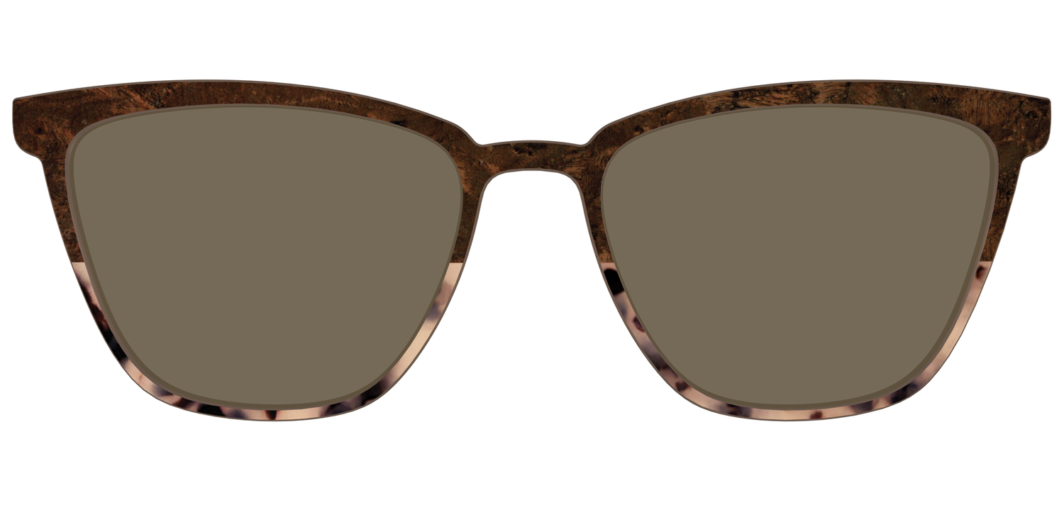 The Polarized Dark Oak Tortoise Split Sun Top - Front Top Image - Pair Eyewear