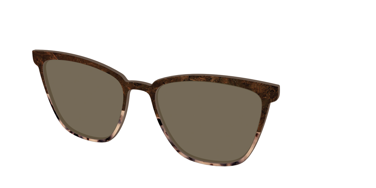 The Polarized Dark Oak Tortoise Split Sun Top - Angle Top Image - Pair Eyewear