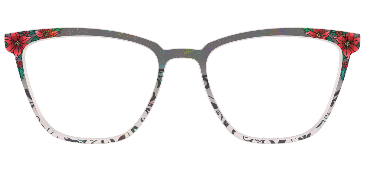 The Romantic Poinsettia Holographic Crystal - Front Top Image - Pair Eyewear