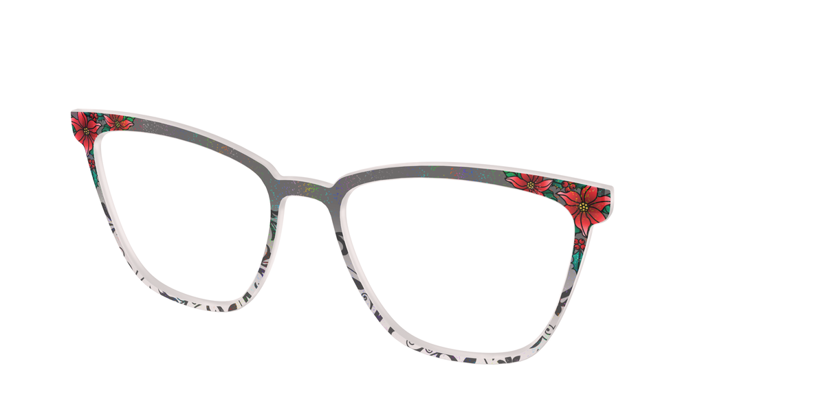 The Romantic Poinsettia Holographic Crystal - Angle Top Image - Pair Eyewear