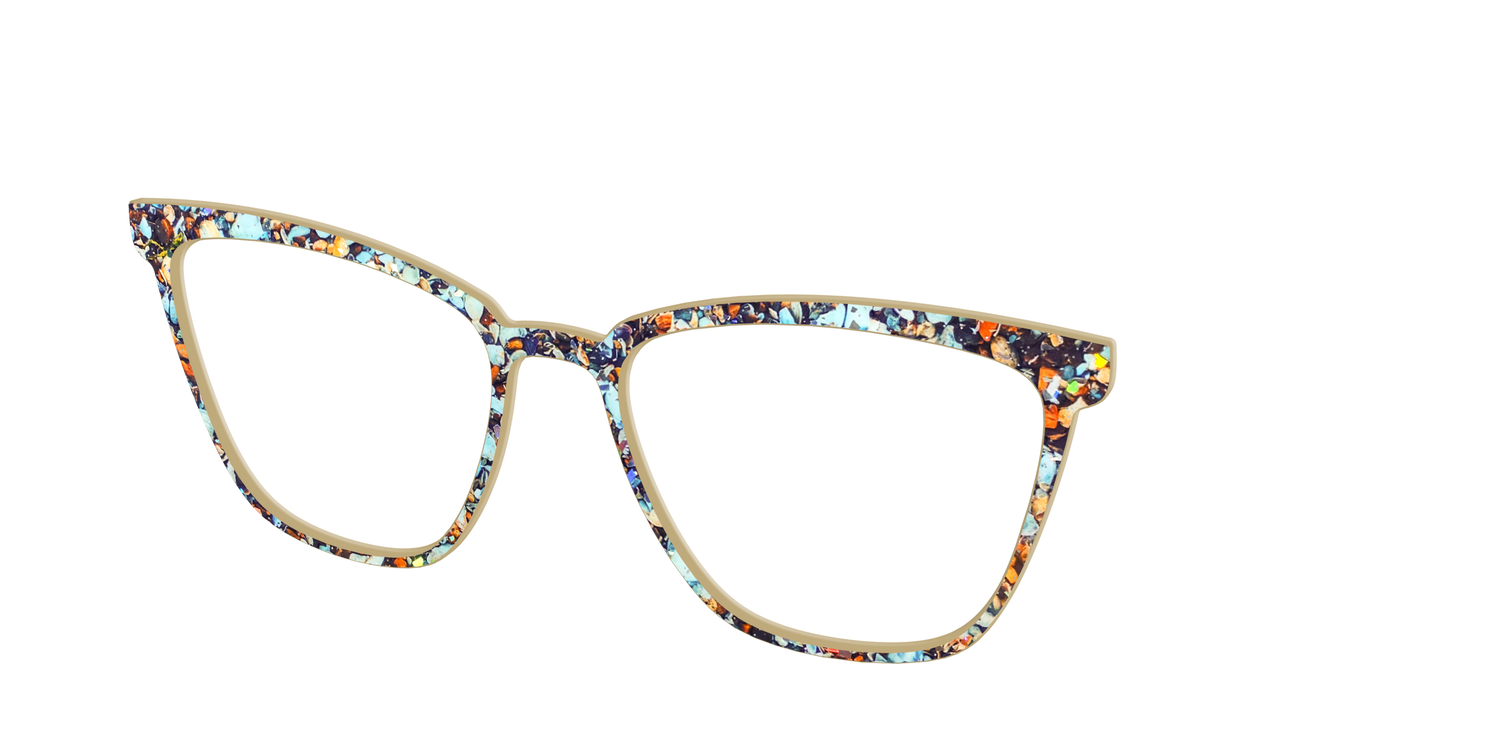 The Seashell Tortoise with Holographic Glitter - Angle Top Image - Pair Eyewear