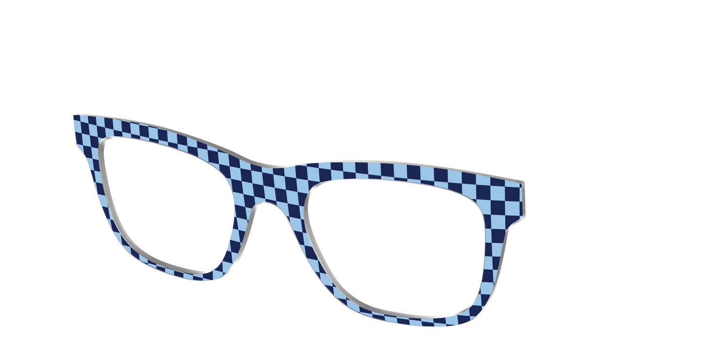 The Cobalt Check - Angle Top Image - Pair Eyewear