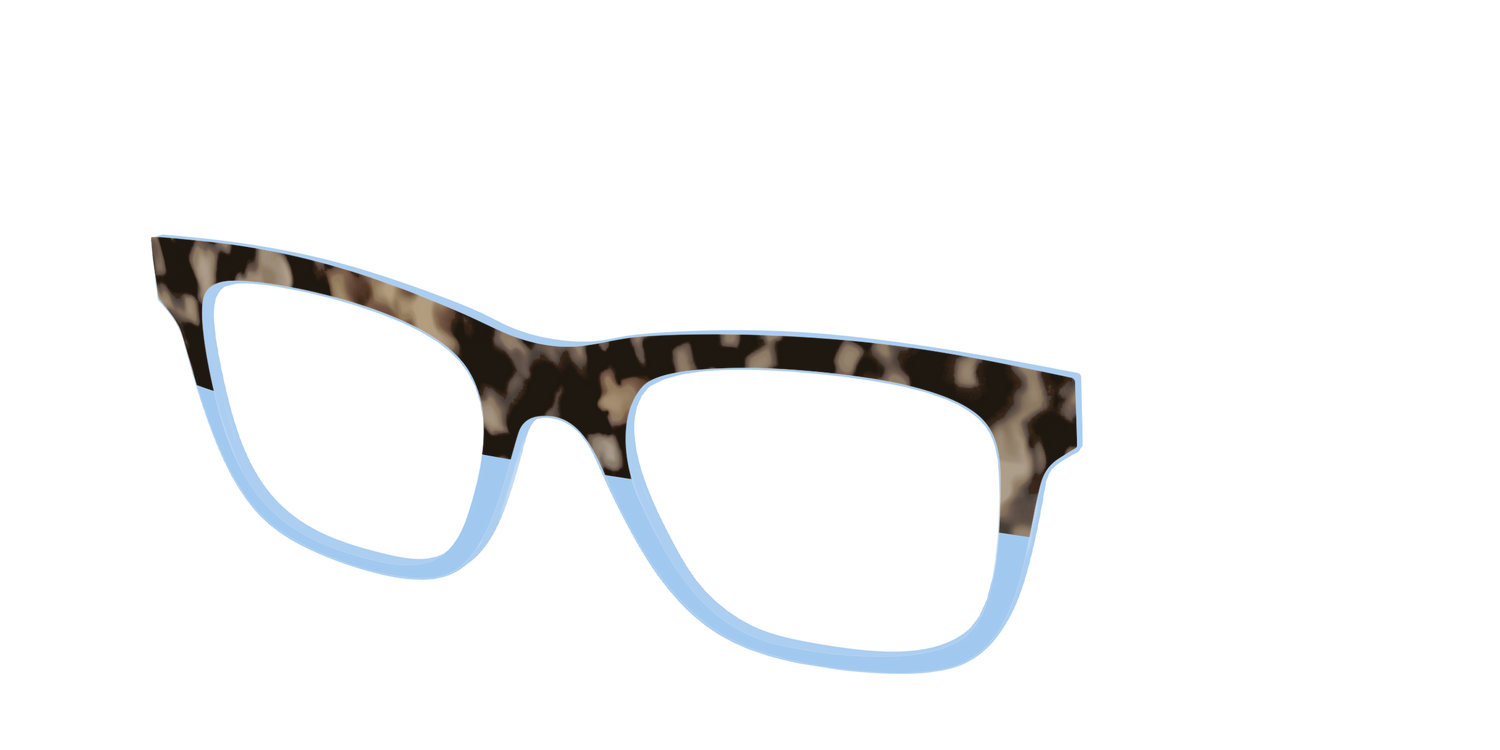 The Denim Tortoise Crystal Split - Angle Top Image - Pair Eyewear
