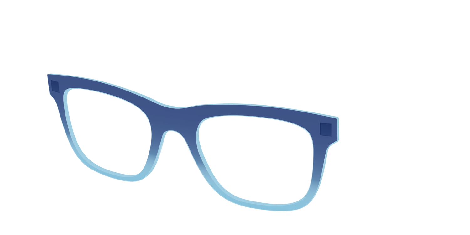 The Indigo to Sky Blue Gradient Crystal - Angle Top Image - Pair Eyewear