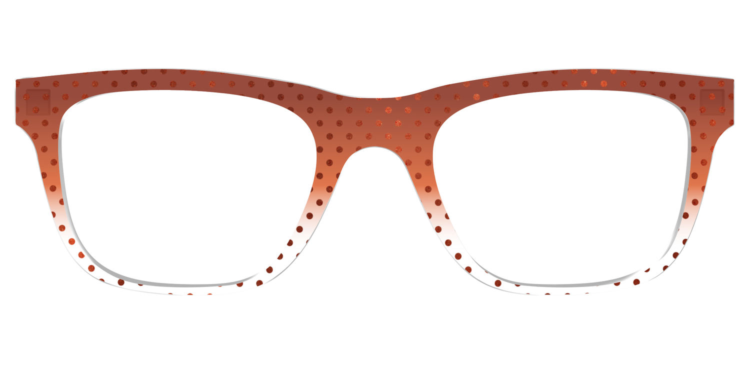 The Inferno Orange Gradient Crystal Polka Dots - Front Top Image - Pair Eyewear