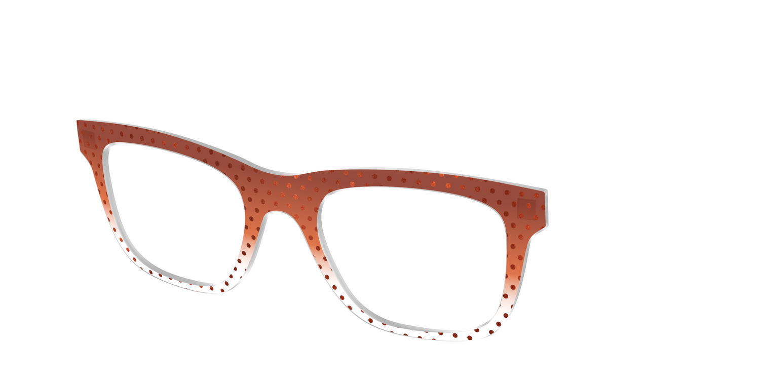 The Inferno Orange Gradient Crystal Polka Dots - Angle Top Image - Pair Eyewear