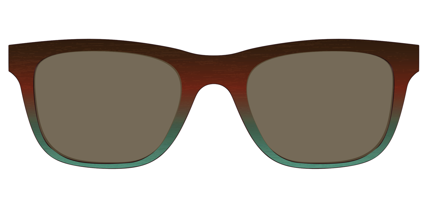 The Polarized Mahogany to Juniper Woodgrain Sun Top - Front Top Image - Pair Eyewear