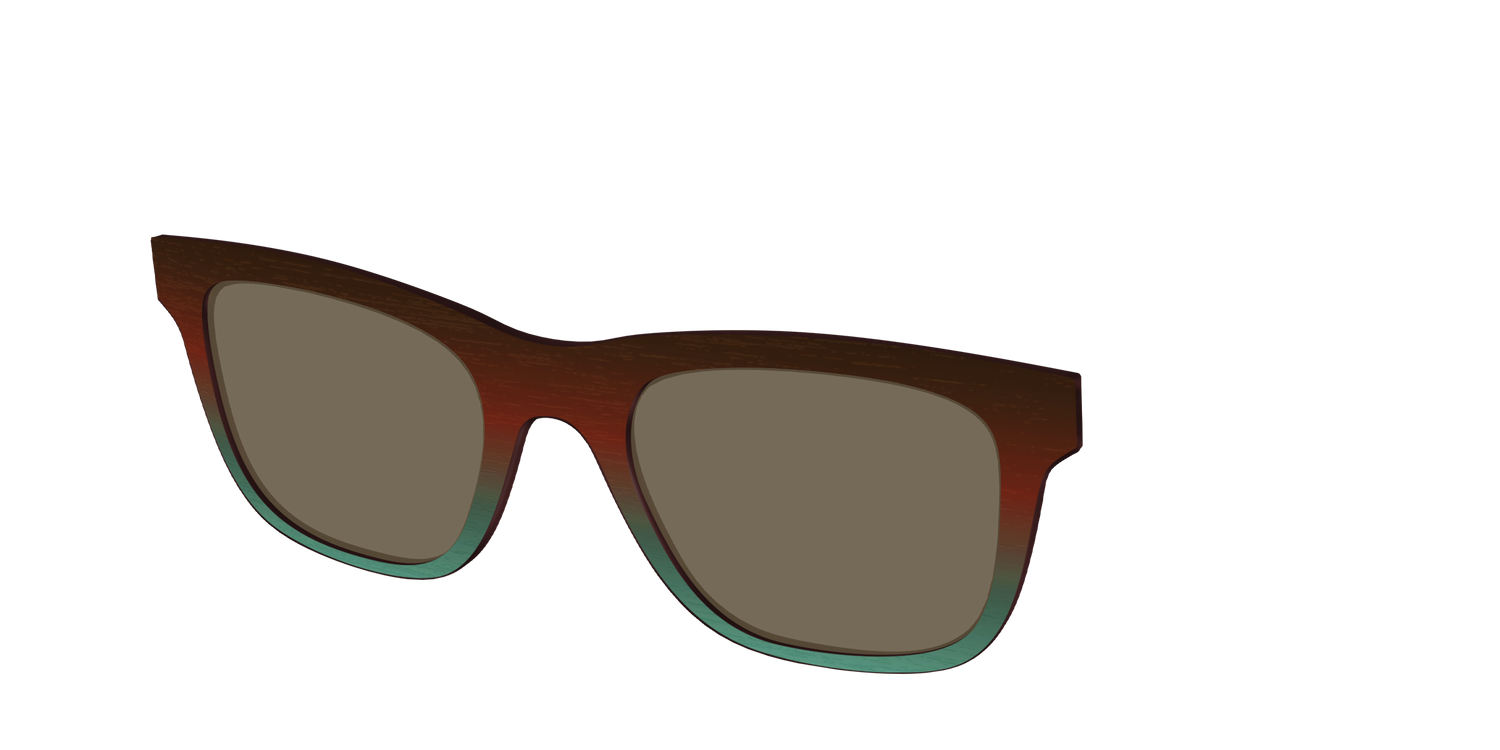 The Polarized Mahogany to Juniper Woodgrain Sun Top - Angle Top Image - Pair Eyewear