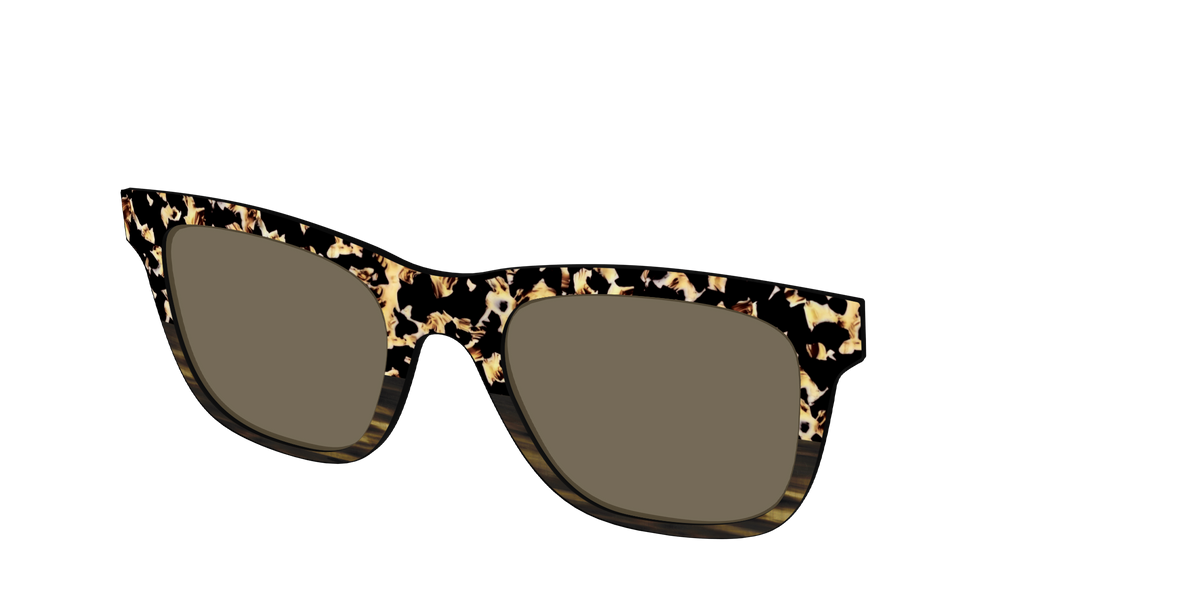 The Polarized Caramel Tortoise Horn Split Sun Top - Angle Top Image - Pair Eyewear