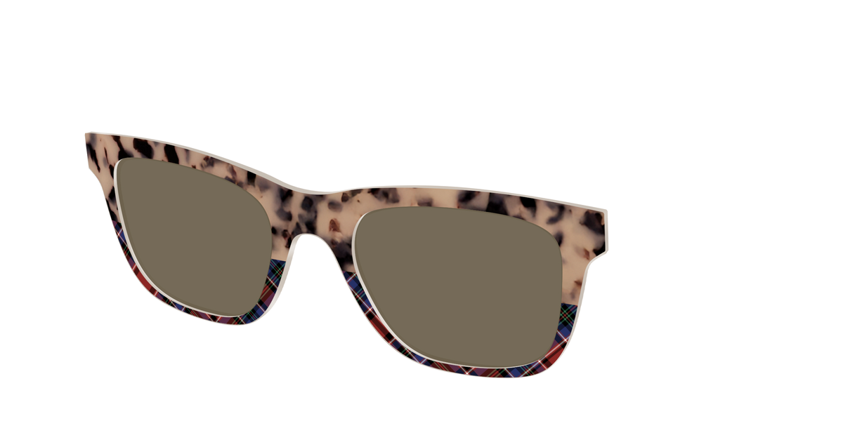 The Polarized Cookie Dough Tortoise & Plaid Split Sun Top - Angle Top Image - Pair Eyewear