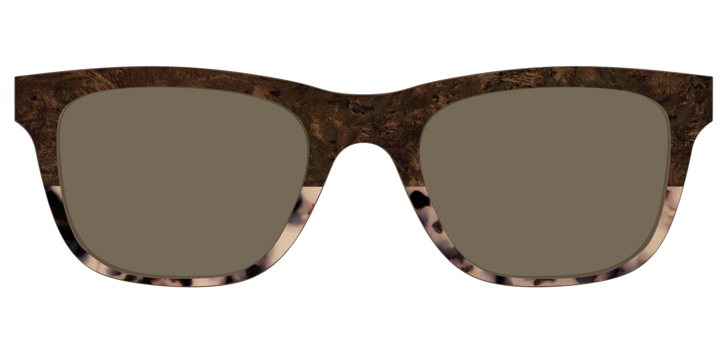 The Polarized Dark Oak Tortoise Split Sun Top - Front Top Image - Pair Eyewear