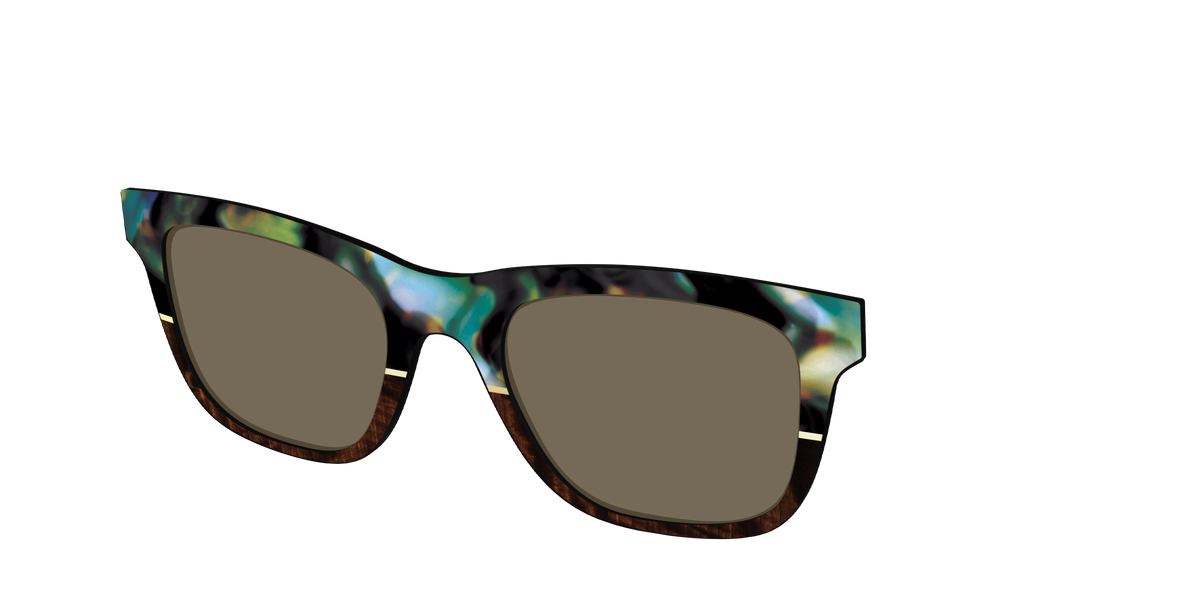 The Polarized Mirage Split with Gold Foil Sun Top - Angle Top Image - Pair Eyewear