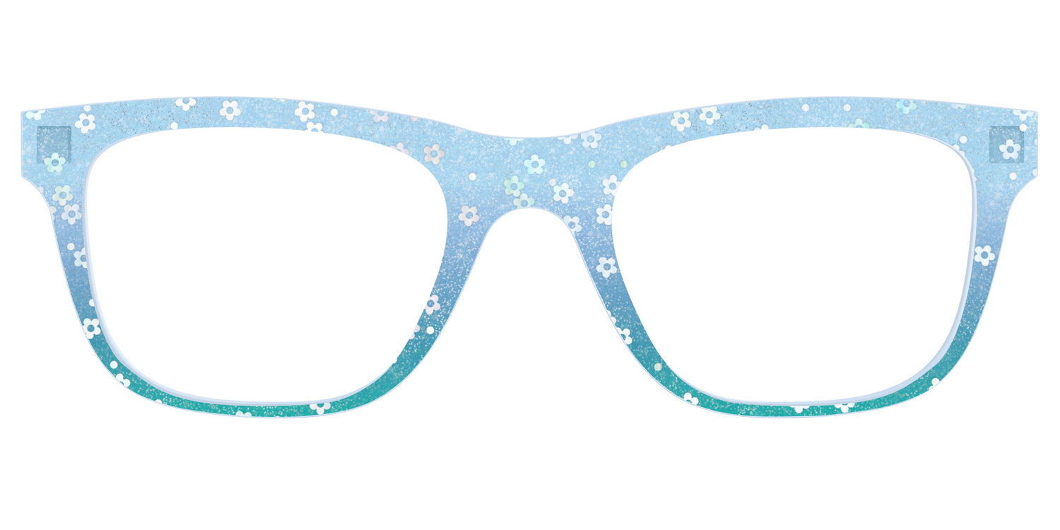 The Sky Blue Crystal with Daisy Glitter - Front Top Image - Pair Eyewear