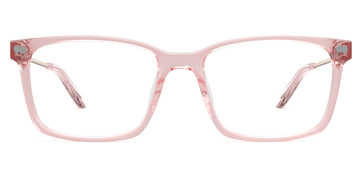 Mixed Material Pink Clear Rose Gold Metal