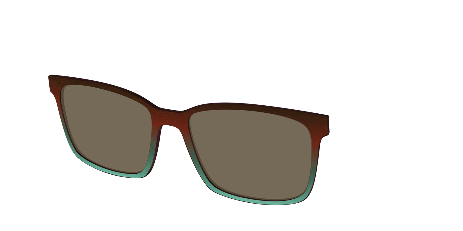 The Polarized Mahogany to Juniper Woodgrain Sun Top - Angle Top Image - Pair Eyewear