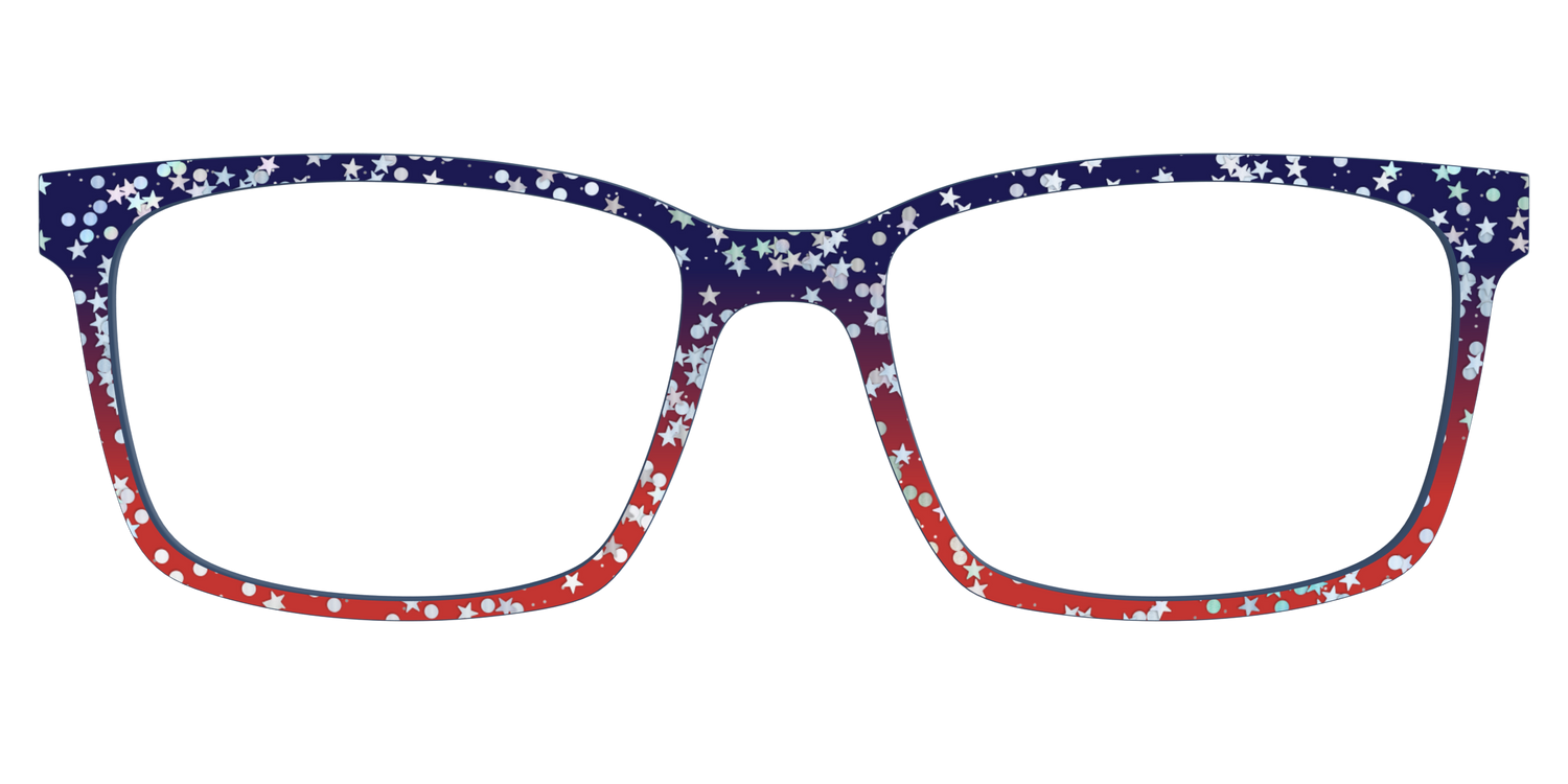 The Navy to Scarlet Gradient with Star Glitter - Lifestyle Kirby Top Image - Pair Eyewear