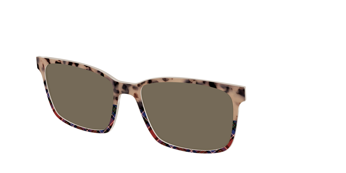 The Polarized Cookie Dough Tortoise & Plaid Split Sun Top - Angle Top Image - Pair Eyewear