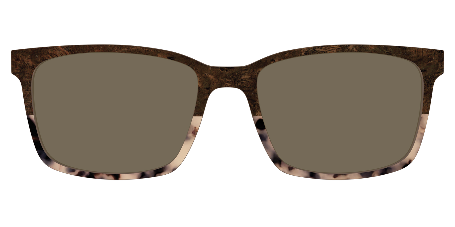 The Polarized Dark Oak Tortoise Split Sun Top - Lifestyle Kirby Top Image - Pair Eyewear