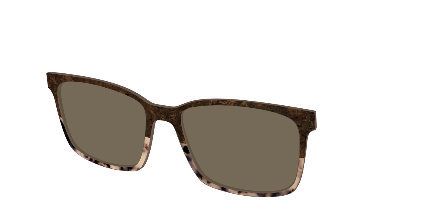 The Polarized Dark Oak Tortoise Split Sun Top - Angle Top Image - Pair Eyewear