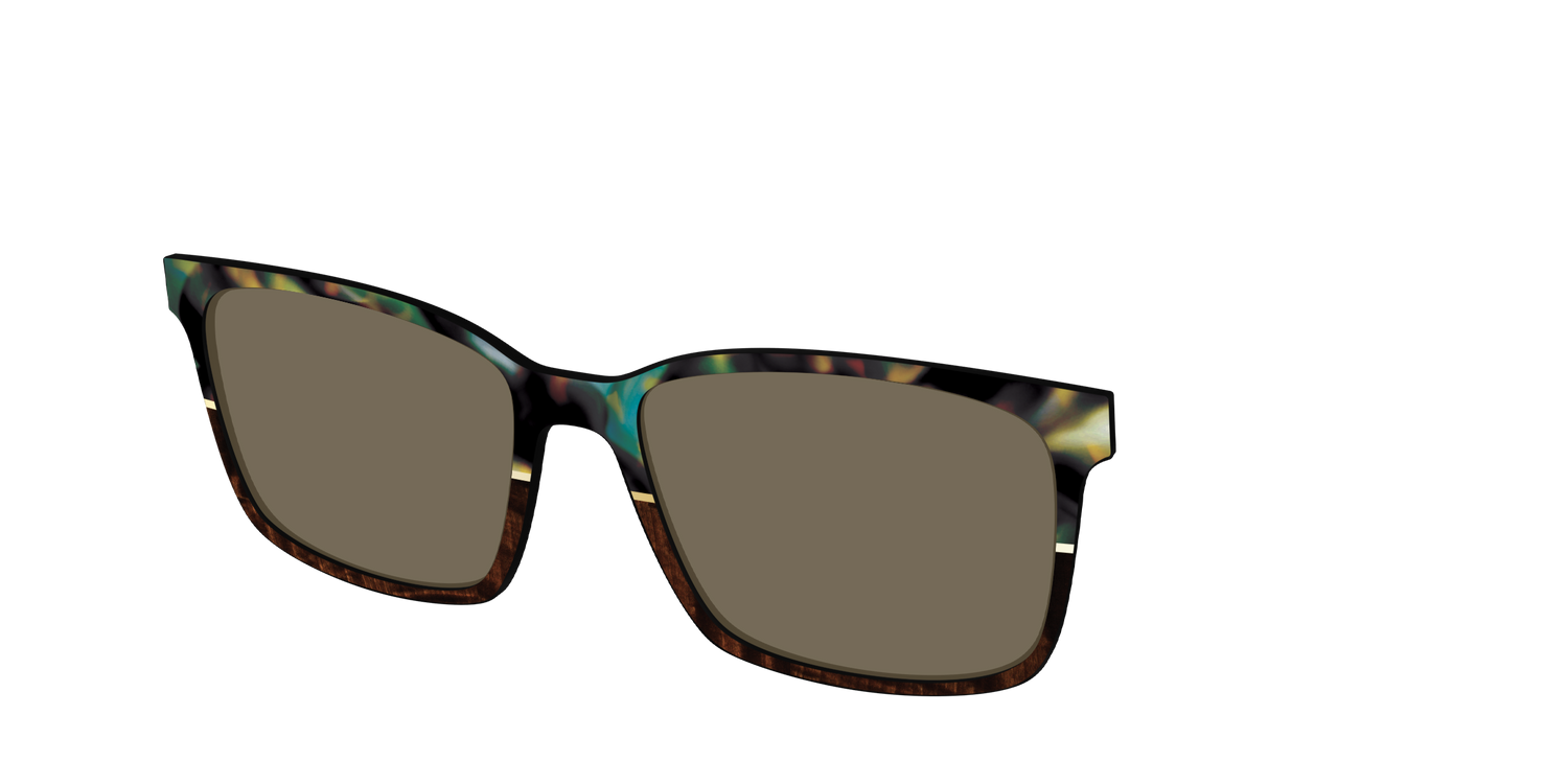 The Polarized Mirage Split with Gold Foil Sun Top - Angle Top Image - Pair Eyewear