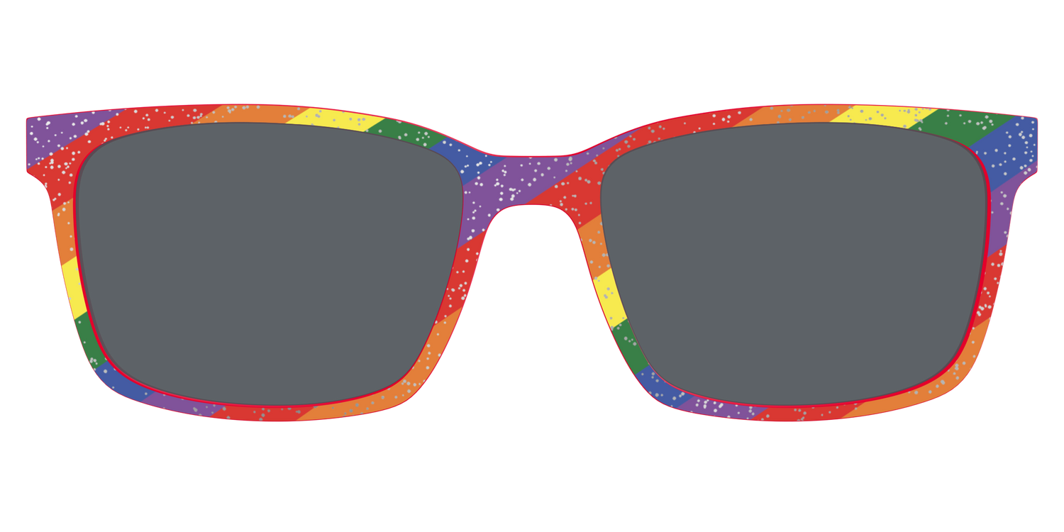 The Polarized Traditional Pride Flag Glitter Sun Top - Lifestyle Kirby Top Image - Pair Eyewear