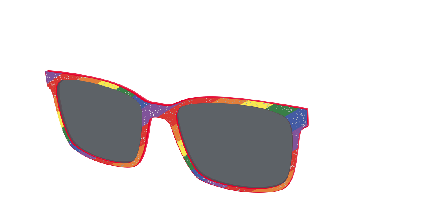 The Polarized Traditional Pride Flag Glitter Sun Top - Angle Top Image - Pair Eyewear
