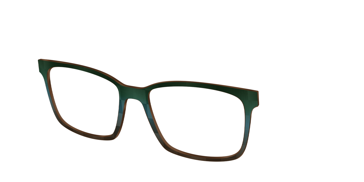 The Teal to Walnut Matte Check - Angle Top Image - Pair Eyewear