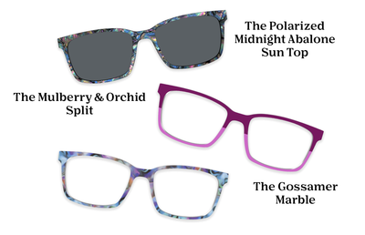 The Kirby - Violet Pearlized Gradient Acetate Rose Gold Metal - Pairing Set - Pair Eyewear