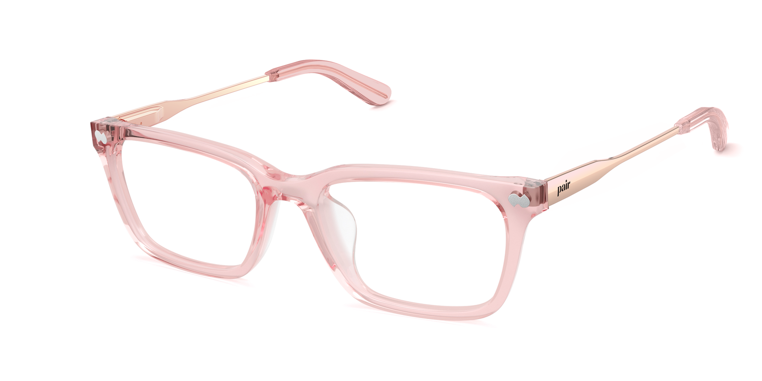 Mixed Material Pink Clear Rose Gold Metal