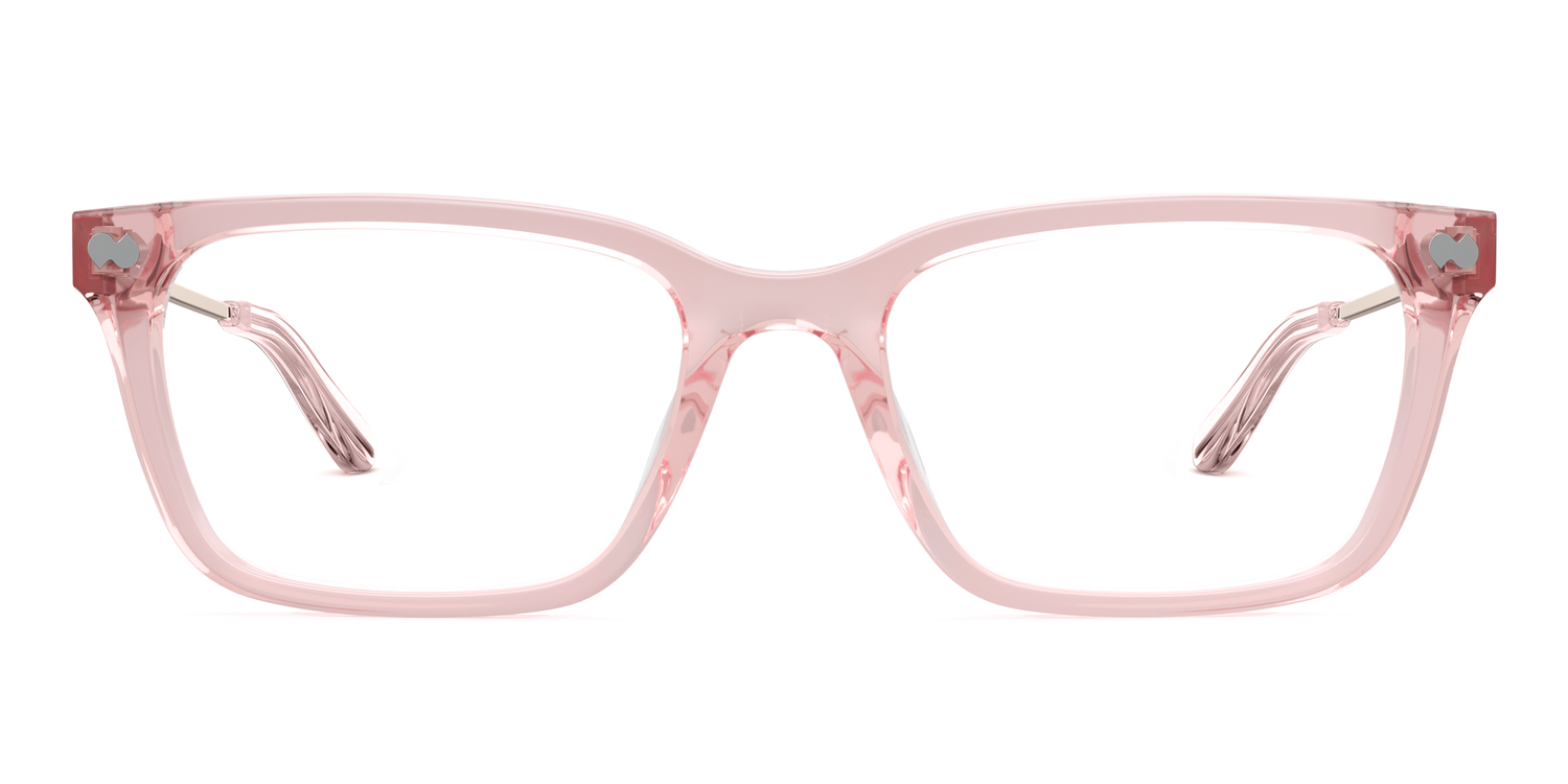 Mixed Material Pink Clear Rose Gold Metal