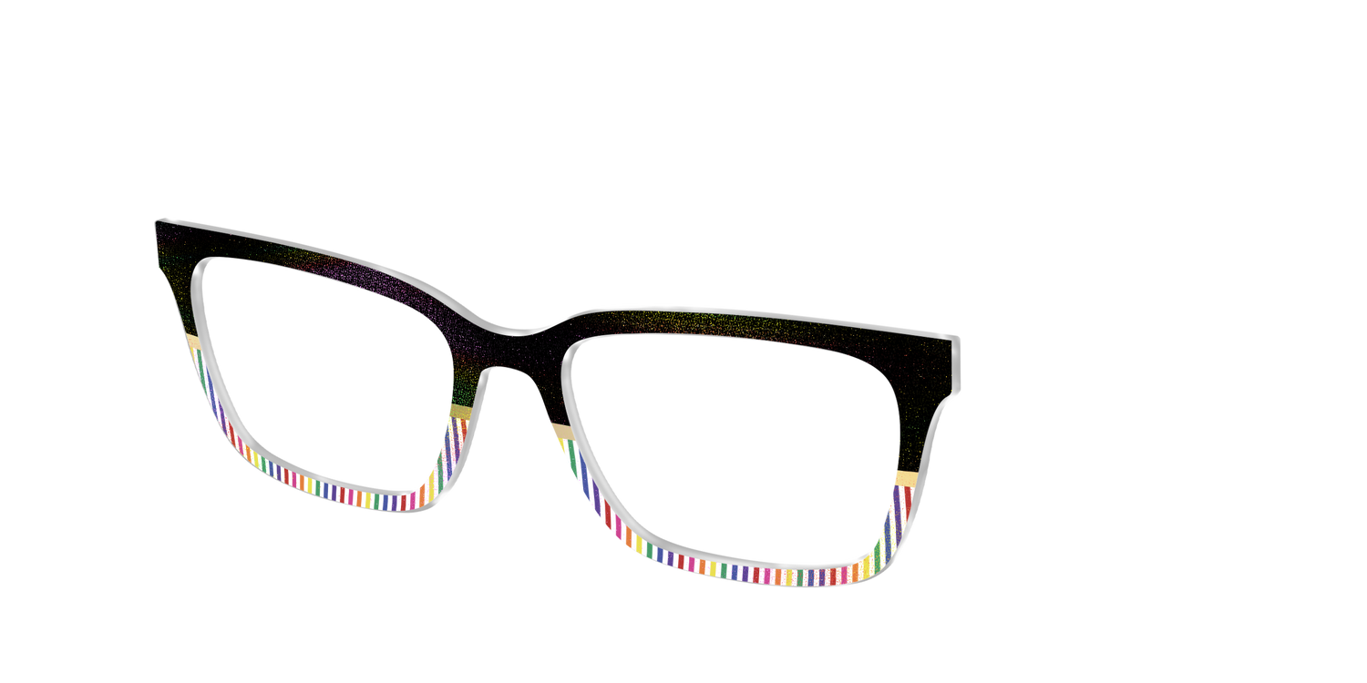 The Chic Pride Stripes Crystal with Gold Foil - Angle Top Image - Pair Eyewear