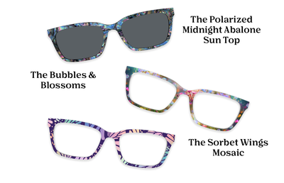 The Larkin - Teal Pearlized Gradient Acetate Silver Metal - Pairing Set - Pair Eyewear