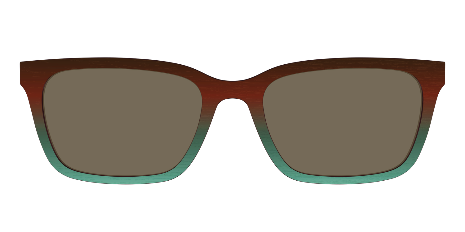 The Polarized Mahogany to Juniper Woodgrain Sun Top - Front Top Image - Pair Eyewear
