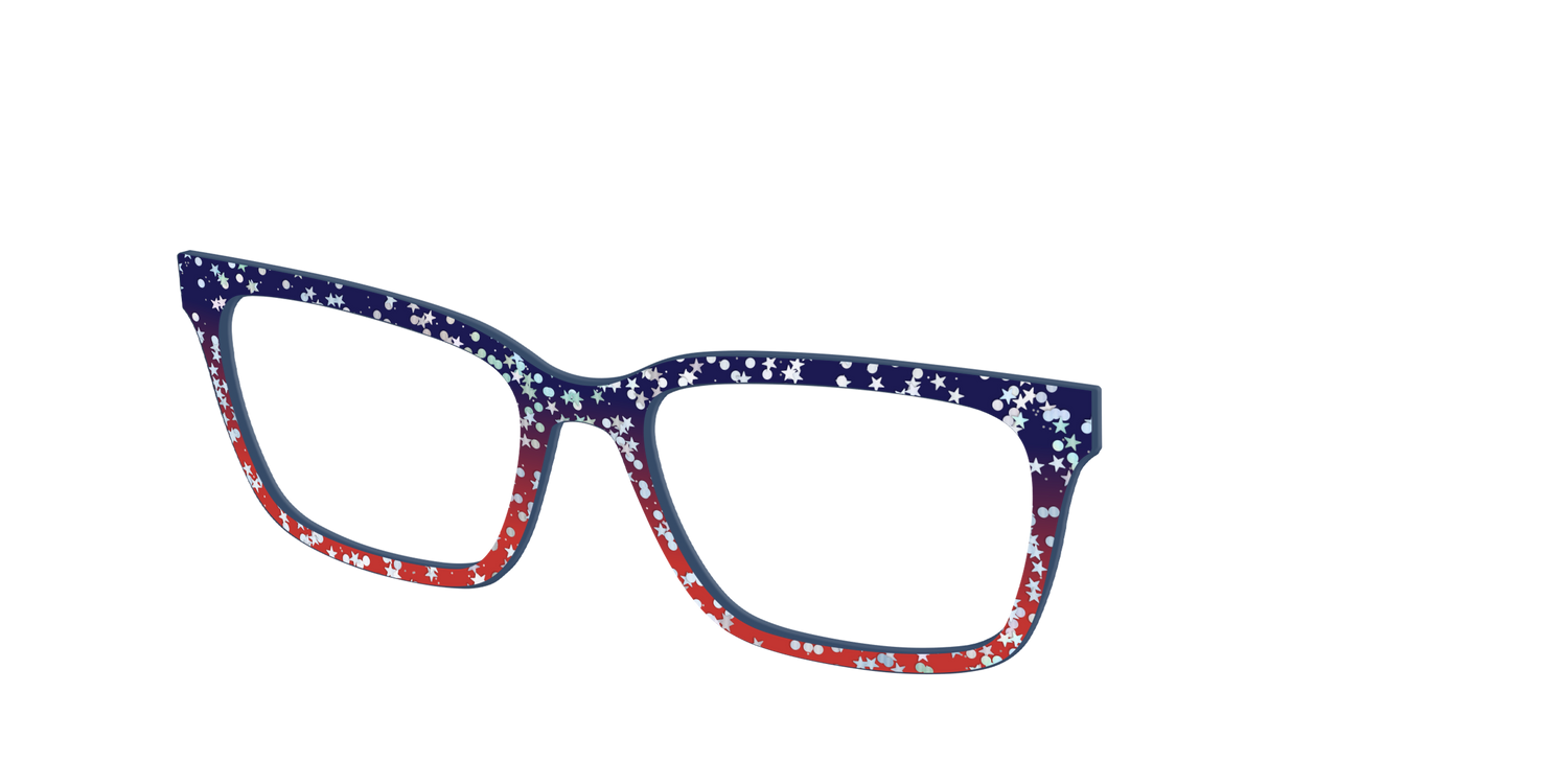 The Navy to Scarlet Gradient with Star Glitter - Angle Top Image - Pair Eyewear