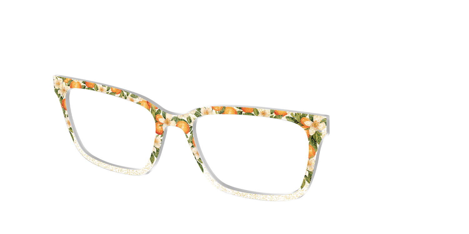 The Orange Blossom Glitter Crystal - Angle Top Image - Pair Eyewear