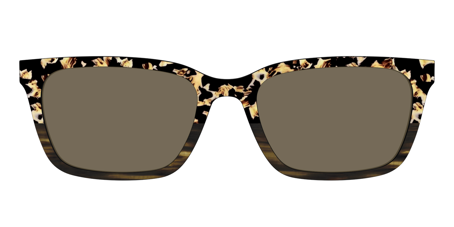 The Polarized Caramel Tortoise Horn Split Sun Top - Front Top Image - Pair Eyewear