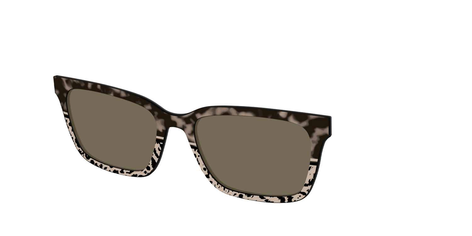 The Polarized Ink Blot Tortoise Split Sun Top - Angle Top Image - Pair Eyewear