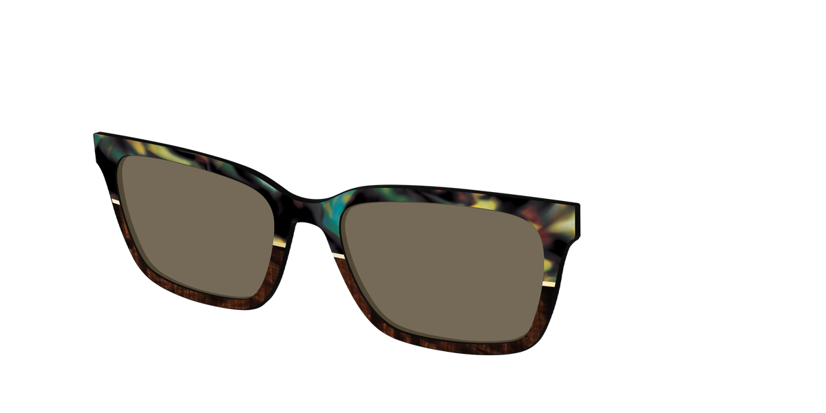 The Polarized Mirage Split with Gold Foil Sun Top - Angle Top Image - Pair Eyewear