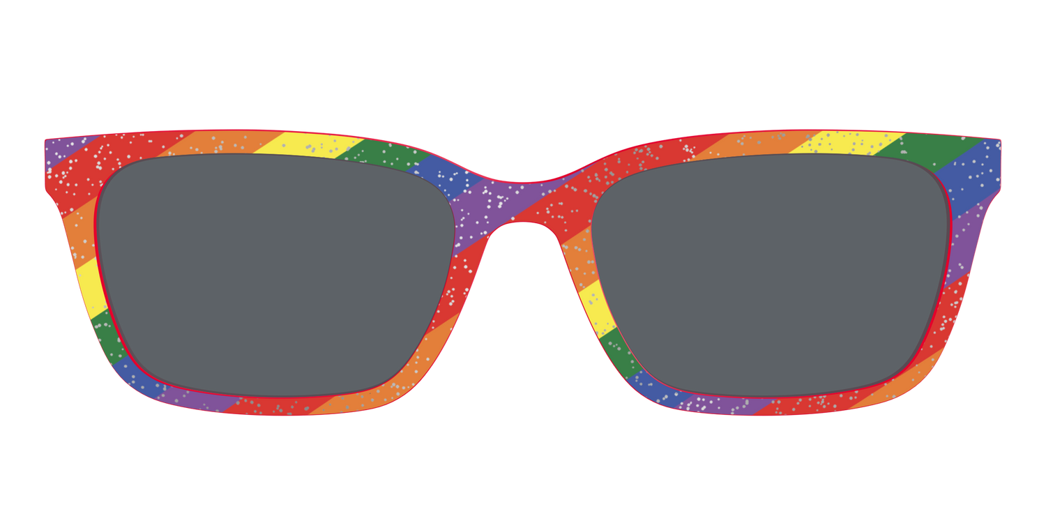 The Polarized Traditional Pride Flag Glitter Sun Top - Front Top Image - Pair Eyewear